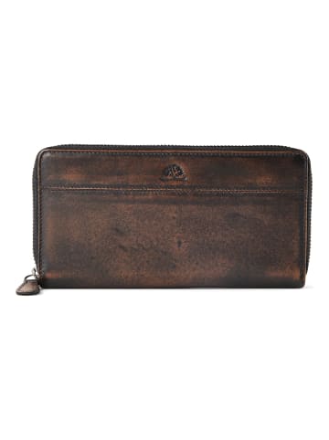 Greenburry Destressed Geldbörse RFID Schutz Leder 19 cm in teak brown