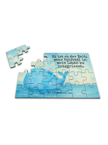 Mr. & Mrs. Panda Puzzle Wal Konfetti Design mit Spruch in Weiß