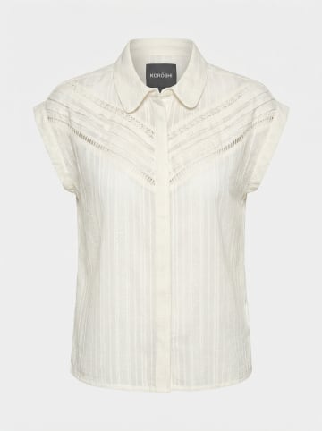 KOROSHI Besticktes kurzärmeliges Damenhemd in weiß