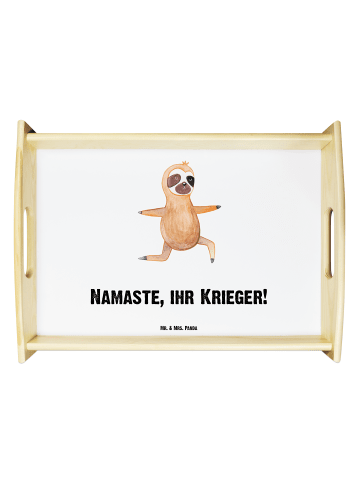 Mr. & Mrs. Panda Dekotablett Faultier Yoga mit Spruch in Weiß