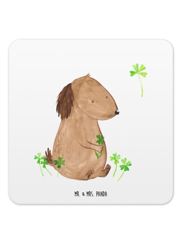 Mr. & Mrs. Panda Untersetzer Hund Kleeblatt ohne Spruch in Weiß