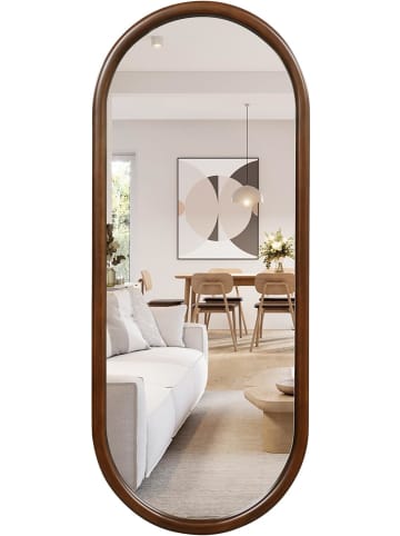 COSTWAY Wandspiegel 110 x 45 cm in Braun