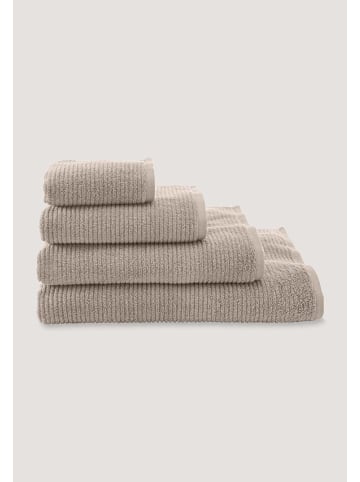 Hessnatur Frottier Handtuch Rippstruktur in beige