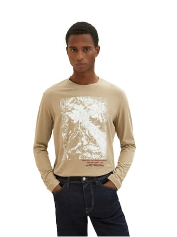 Tom Tailor Rundhals Langarmshirt für Herren in beige