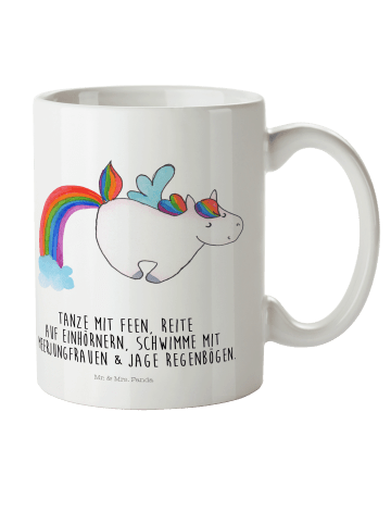 Mr. & Mrs. Panda Tasse Einhorn Fliegendes Pferd mit Spruch in Weiß