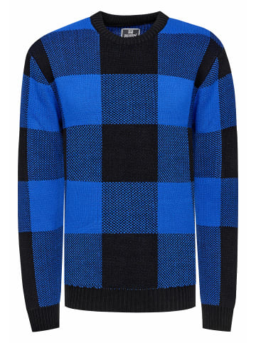 Rusty Neal Schwerer Karo Kontrast Grobstrick Pullover in Schwarz / Sax