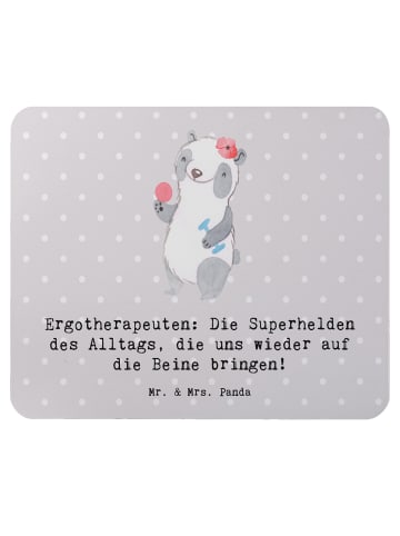 Mr. & Mrs. Panda Mouse Pad Ergotherapeutin Superhelden mit Spruch in Grau Pastell
