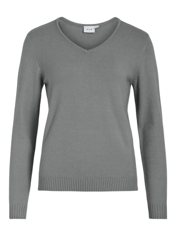 Vila Dünner Strickpullover Basic Stretch Sweater VIRIL in Grau