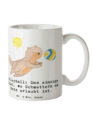 Mr. & Mrs. Panda Kaffeetasse Volleyball Schmettern mit Spruch in Weiß