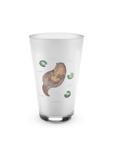 Mr. & Mrs. Panda Latte Macchiato Glas Otter Seerose ohne Spruch in Transparent