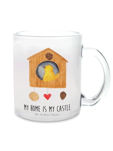 Mr. & Mrs. Panda Tasse Vogel Haus mit Spruch in Transparent