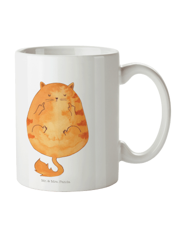 Mr. & Mrs. Panda Kaffeebecher Katze Mittelfinger ohne Spruch in Weiß
