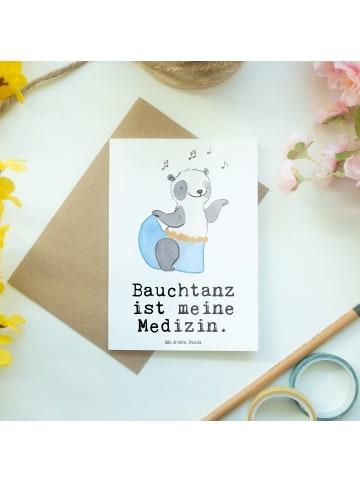 Mr. & Mrs. Panda Glückwunschkarte Panda Bauchtanz mit Spruch in Weiß