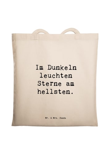 Mr. & Mrs. Panda Shopping Tasche Spruch Angst vor Dunkelheit übe... in Creme