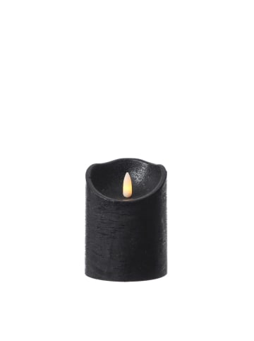 MARELIDA LED Kerze Echtwachs in Rustik Optik H: 10cm in schwarz