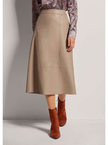 MADELEINE Leder-Look Midi-Rock mit Reißverschluss in taupe