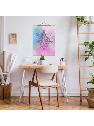 WALLART Stoffbild mit Posterleisten - Boho Traumfänger Aquarell in Violett