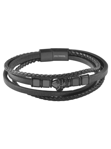 Adeliás Unisex Armband – Lederarmband Totenkopf aus Leder 23 cm in schwarz