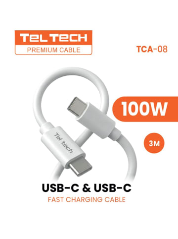 Wisam Teltech PD-Kabel E-Marker 5A 100W USB-C USB-C 3m weiß TCA-08