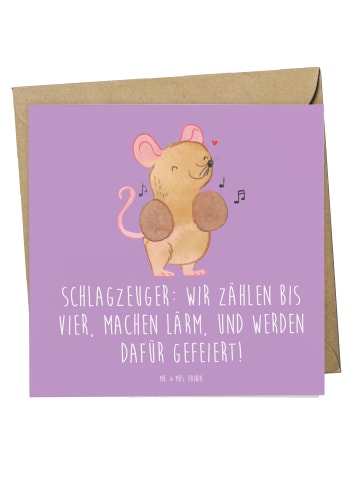 Mr. & Mrs. Panda Einladungskarte Schlagzeuger Stolz mit Spruch in Lavendeltraum