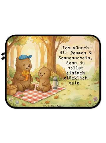Mr. & Mrs. Panda Laptop Tasche Bär Kind Pommes Design mit Spruch in Weiß