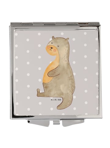 Mr. & Mrs. Panda Handtaschenspiegel quadratisch Otter Bauch ohne... in Grau Pastell