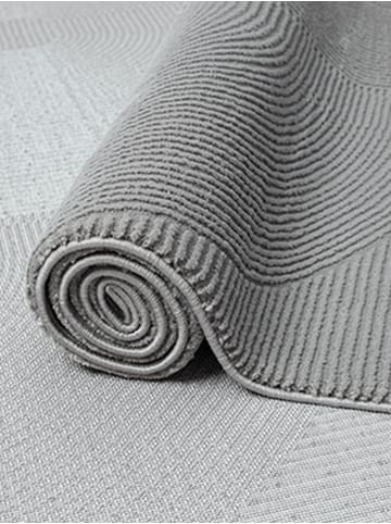 KADIMA DESIGN KASOS Kurzflorteppich Grau 80x150 Geometrisch Polyester Waschbar in Grau