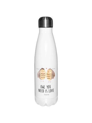 Mr. & Mrs. Panda Thermosflasche Eulen Liebe mit Spruch in Weiß