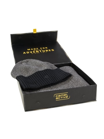 Camel Active Strickmütze und Schal in camel active Geschenkbox in Schwarz
