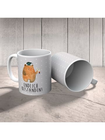 Mr. & Mrs. Panda Plastikbecher Bär Prüfung mit Spruch in Grau Pastell