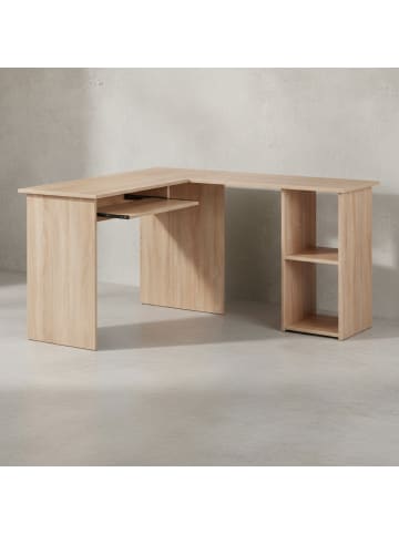 KADIMA DESIGN Schreibtisch-Set Modern | Regal+Tastaturauszug, Melaminbeschichtet in Beige