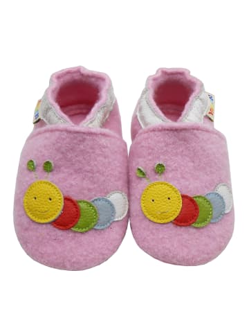 Yalion Leder-Krabbelschuhe "Raupe" in Rosa