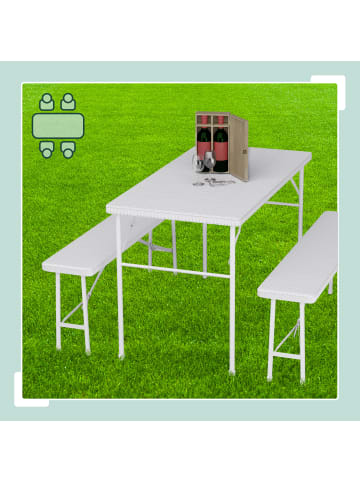 relaxdays 3-tlg. Bierzeltgarnitur in Weiß