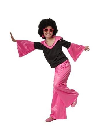 tectake Zweiteiliges Disco-Outfit im Stil der 70er, schwarz/pink