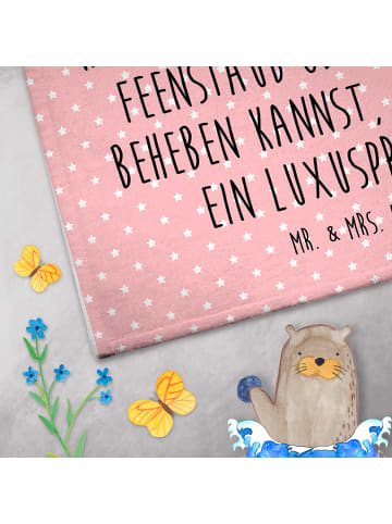 Mr. & Mrs. Panda Handtuch Einhorn Radfahrer mit Spruch in Rot Pastell