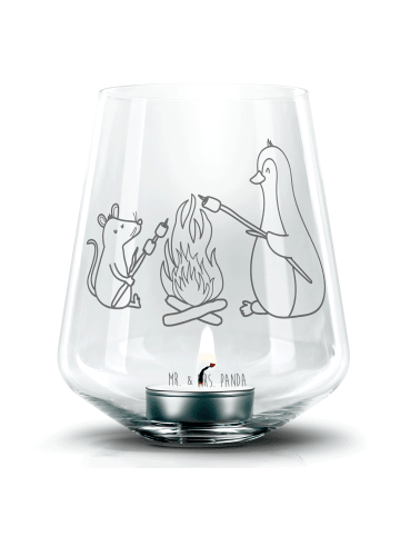 Mr. & Mrs. Panda Deko Laterne Pinguin Lagerfeuer ohne Spruch in Transparent