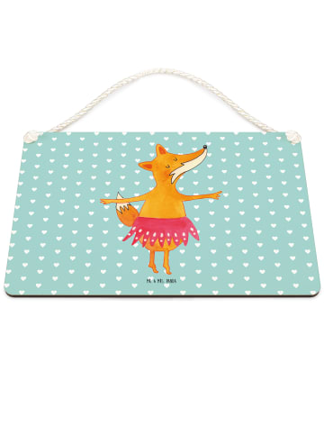 Mr. & Mrs. Panda Schild Fuchs Ballerina ohne Spruch in Türkis Pastell
