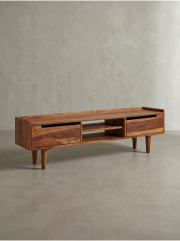 KADIMA DESIGN Massivholz-Lowboard für 60-Zoll TV, Sheesham, Stauraum, Schutzlack