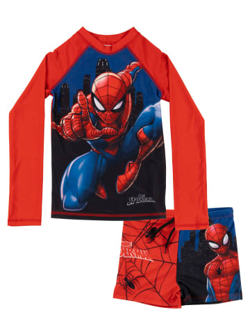 Marvel Marvel Spiderman Schwimmset UV-Schutz 30 Badeanzug langarm Shirt in blau/rot
