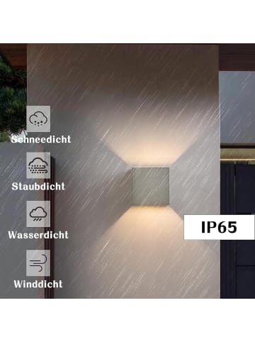 ZMH 2er-Set Wandleuchte LED in grau 1-flammige G9 up down Licht 3000K warmweiß IP65