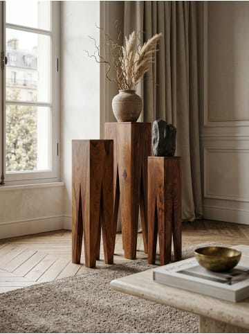 KADIMA DESIGN Beistelltisch-Set mit 3 Giraffenbeinen, Massivholz, rustikales Ambiente in Braun