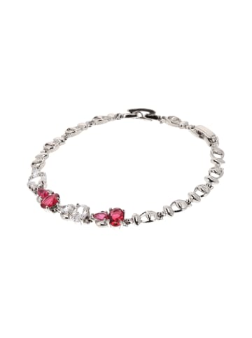 faina Women Link Bracelet in Silver White Pink