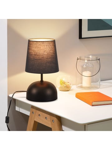 ZMH Tischleuchte E14 in schwarz runde Stoffschirm