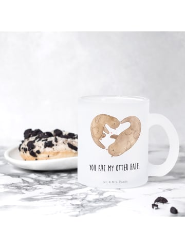 Mr. & Mrs. Panda Glühweintasse Otter Herz mit Spruch in Transparent