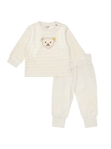 Steiff Strampler in Beige/Weiß