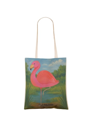 Mr. & Mrs. Panda Shopper-Tasche Flamingo Classic Design ohne Spruch in Weiß
