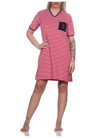 NORMANN Frottee Kurzarm Nachthemd Strandkleid - 79475 in rot