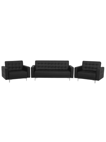 Beliani 3-tlg Sitzgruppe ABERDEEN in Schwarz/Silber