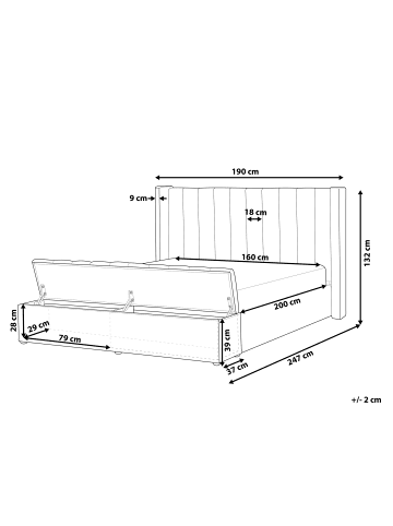 Beliani Doppelbett NOYERS in Rosa - (W) 190 x (H) 132 x (L) 247 cm