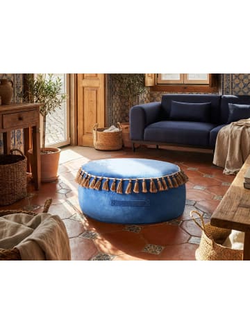 Beliani Pouf GOTHA in Blau/Braun - (W) 60 x (H) 25 x (L) 60 cm